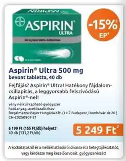 Benu Gyógyszertárak Aspirin Ultra 500 mg ajánlat
