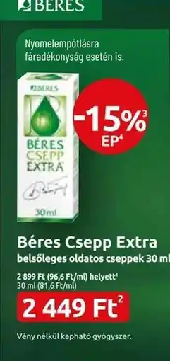 Benu Gyógyszertárak Béres Csepp Extra ajánlat