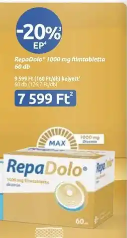 Benu Gyógyszertárak RepaDolo 1000 mg filmtabletta 60 db ajánlat
