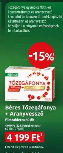 Benu Gyógyszertárak Béres Tőzegáfonya + Aranyvessző ajánlat