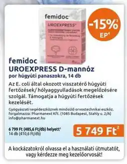 Benu Gyógyszertárak femidoc UROEXPRESS D-mannóz ajánlat