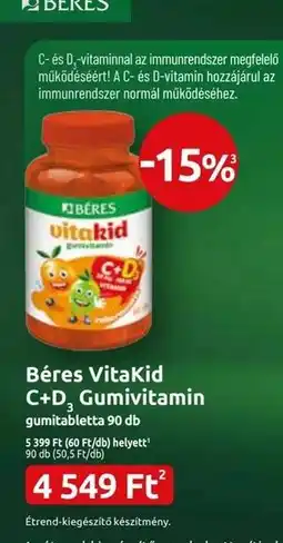 Benu Gyógyszertárak Béres VitaKid C+D₃ Gumivitamin ajánlat