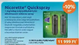 Benu Gyógyszertárak nicorette Quickspray ajánlat