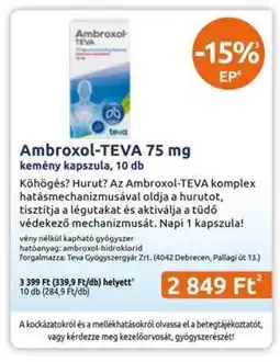Benu Gyógyszertárak Ambroxol-TEVA 75 mg ajánlat