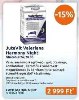 Benu Gyógyszertárak JutaVit Valeriana Harmony Night ajánlat