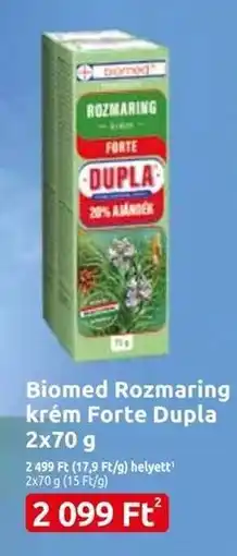 Benu Gyógyszertárak Biomed Rozmaring krém Forte Dupla 2x70 g ajánlat