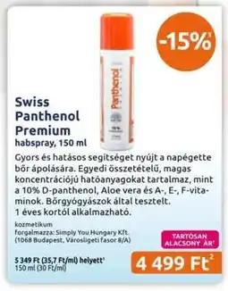 Benu Gyógyszertárak Swiss Panthenol Premium ajánlat
