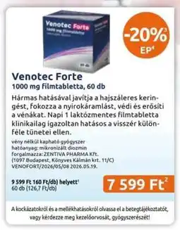 Benu Gyógyszertárak Venotec Forte ajánlat