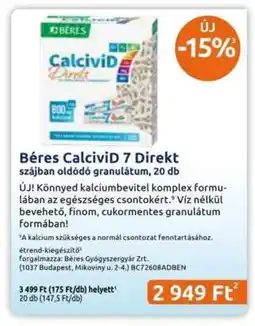 Benu Gyógyszertárak Béres CalciviD 7 Direkt ajánlat