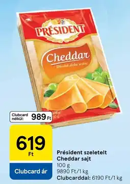 Tesco Président szeletelt Cheddar sajt ajánlat