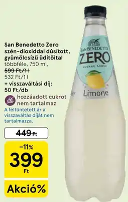 Tesco San Benedetto Zero szén-dioxiddal dúsított, gyümölcsízű üdítőital ajánlat