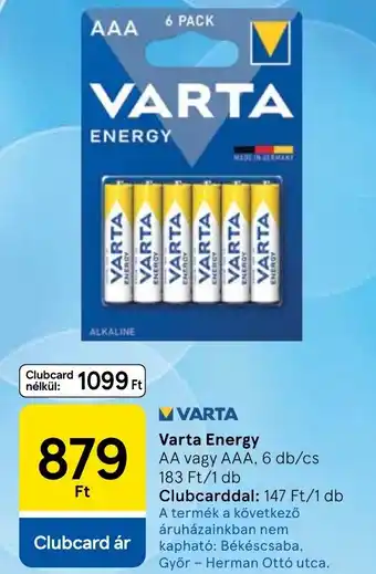 Tesco Varta Energy ajánlat