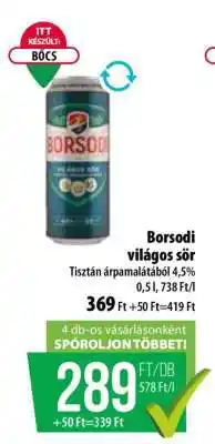 Coop BORSODI Világos sör ajánlat