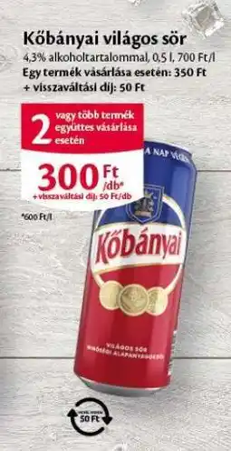 EcoFamily KŐBÁNYAI Világos sör ajánlat