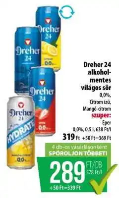 Coop Dreher 24 alkoholmentes világos sör ajánlat