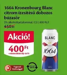 EcoFamily 1664 Kronenbourg Blanc citrom ízesítésű dobozos búzasör ajánlat