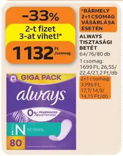 Auchan Always tisztasági betét ajánlat