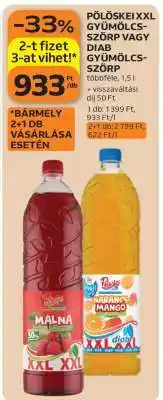Auchan Pölöskei XXL Gyümölcsszörp vagy Diab Gyümölcsszörp ajánlat
