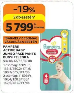Auchan Pampers Active Baby Jumbo Pack Pants Bugyipelenka ajánlat