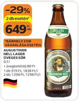 Auchan AUGUSTINER HELL LAGER ÜVEGES SÖR ajánlat