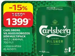 Auchan CARLSBERG VILÁGOS DOBOZOS SÖR MULTIPACK ajánlat