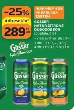 Auchan Gösser Natur Zitrone Dobozos Sör ajánlat