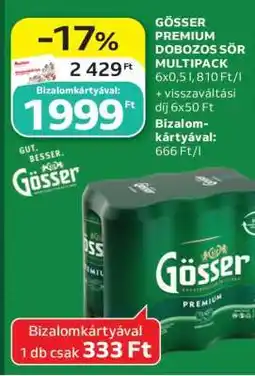 Auchan Gösser Premium Dobozos Sör Multipack ajánlat