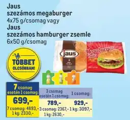 Metro Jaus szezámos megaburger ajánlat