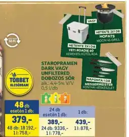 Metro STAROPRAMEN DARK VAGY UNFILTERED DOBOZOS SÖR ajánlat