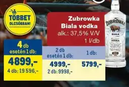 Metro ZUBROWKA Biala vodka ajánlat