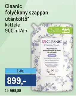 Metro Cleanic folyékony szappan utántöltő ajánlat