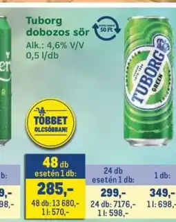 Metro Tuborg dobozos sör ajánlat