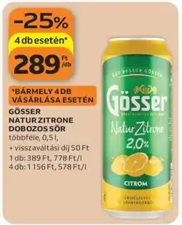 Auchan Gösser Natur Zitrone Dobozos Sör ajánlat