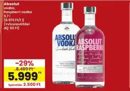 Interspar Absolut Vodka, Raspberri Vodka ajánlat