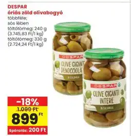Interspar DESPAR óriás zöld olívabogyó ajánlat