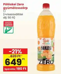 Interspar Pölöskei Zero gyümölcsszörp ajánlat