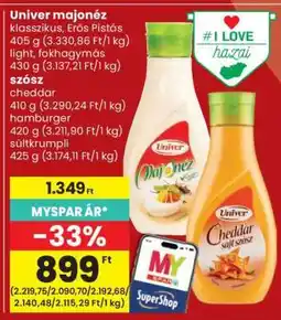 Spar Univer Majonéz és Szósz ajánlat