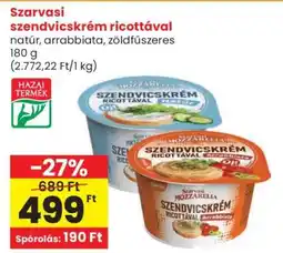 Spar SZARVASI Szendvicskrém ricottával ajánlat