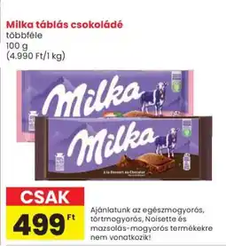 Spar MILKA Táblás csokoládé ajánlat