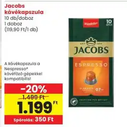 Spar Jacobs kávékapszula ajánlat