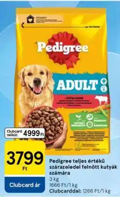 Tesco Pedigree teljes értékű szárazeledel felnőtt kutyák számára ajánlat
