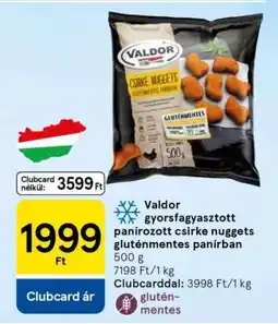 Tesco Valdor gyorsfagyasztott panírozott csirke nuggets gluténmentes panírban ajánlat