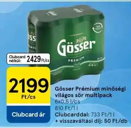 Tesco Gösser Prémium minőségi világos sör multipack ajánlat