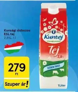 Tesco Kunsági dobozos ESL tej ajánlat