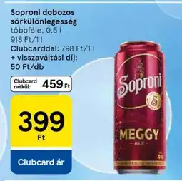 Tesco Soproni dobozos sörkülönlegesség ajánlat
