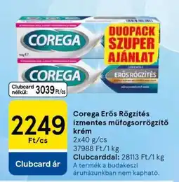 Tesco Corega Erős Rögzítés ízmentes műfogsorrögzítő krém ajánlat