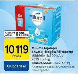 Tesco Milumil tejalapú anyatej-kiegészítő tápszer ajánlat