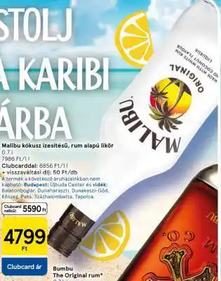 Malibu kókusz ízesítésű rum alapú likőr
