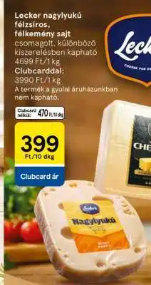 Tesco Lecker nagylyukú, félzsíros, félkemény sajt ajánlat