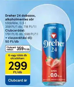 Tesco Dreher 24 dobozos alkoholmentes sör ajánlat